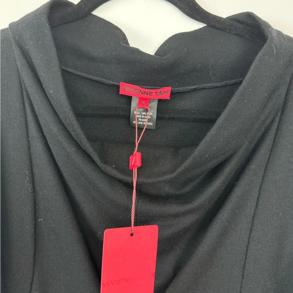 Vivienne Tam Black Petite Cotton Tie Dress NWT - Picture 2 of 3